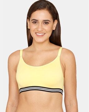basics double layered non-wired non-padded full coverage slip-on bra - minion yellow