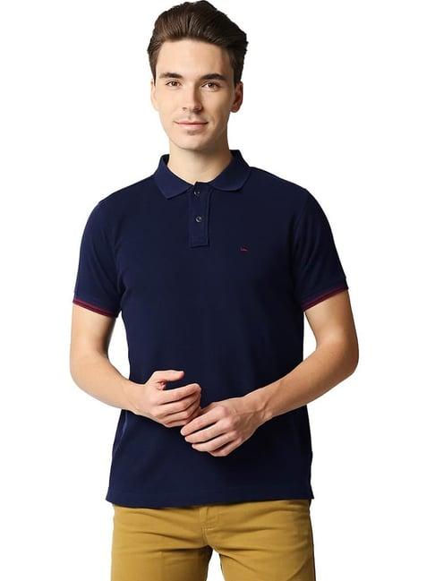 basics dress blue cotton muscle fit polo t-shirt