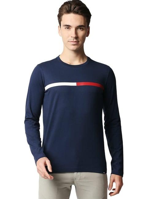 basics dress blue cotton muscle fit striped t-shirt