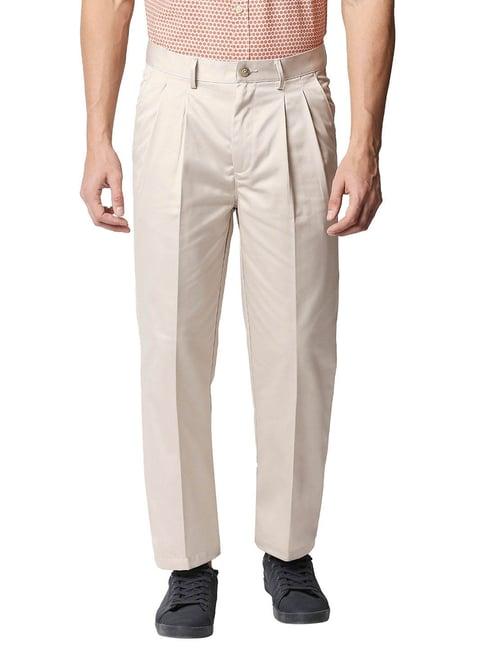 basics ecru comfort fit trousers