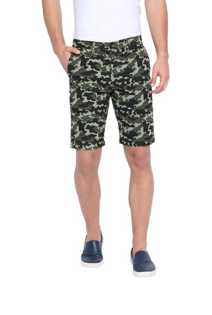basics green camo casual shorts