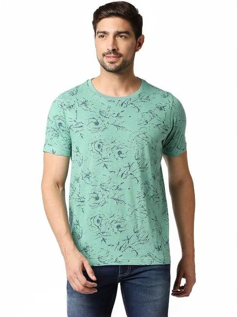 basics green muscle fit floral print t-shirt