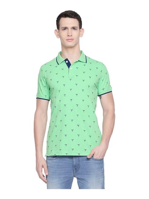 basics green printed polo t-shirt