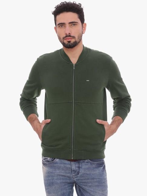 basics green slim fit jacket