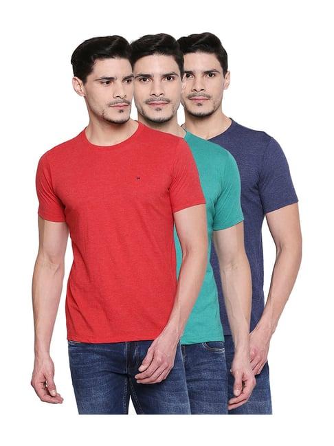 basics green slim fit solid t-shirt