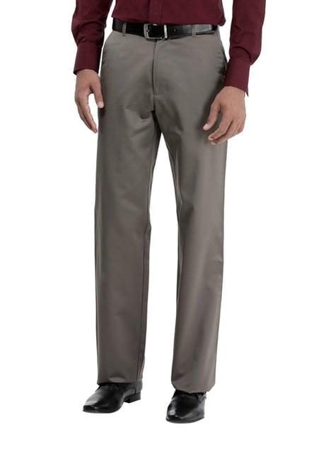 basics grey comfort fit trousers