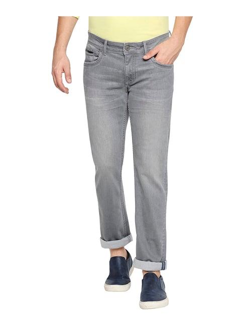 basics grey skinny fit lightly washed jeans