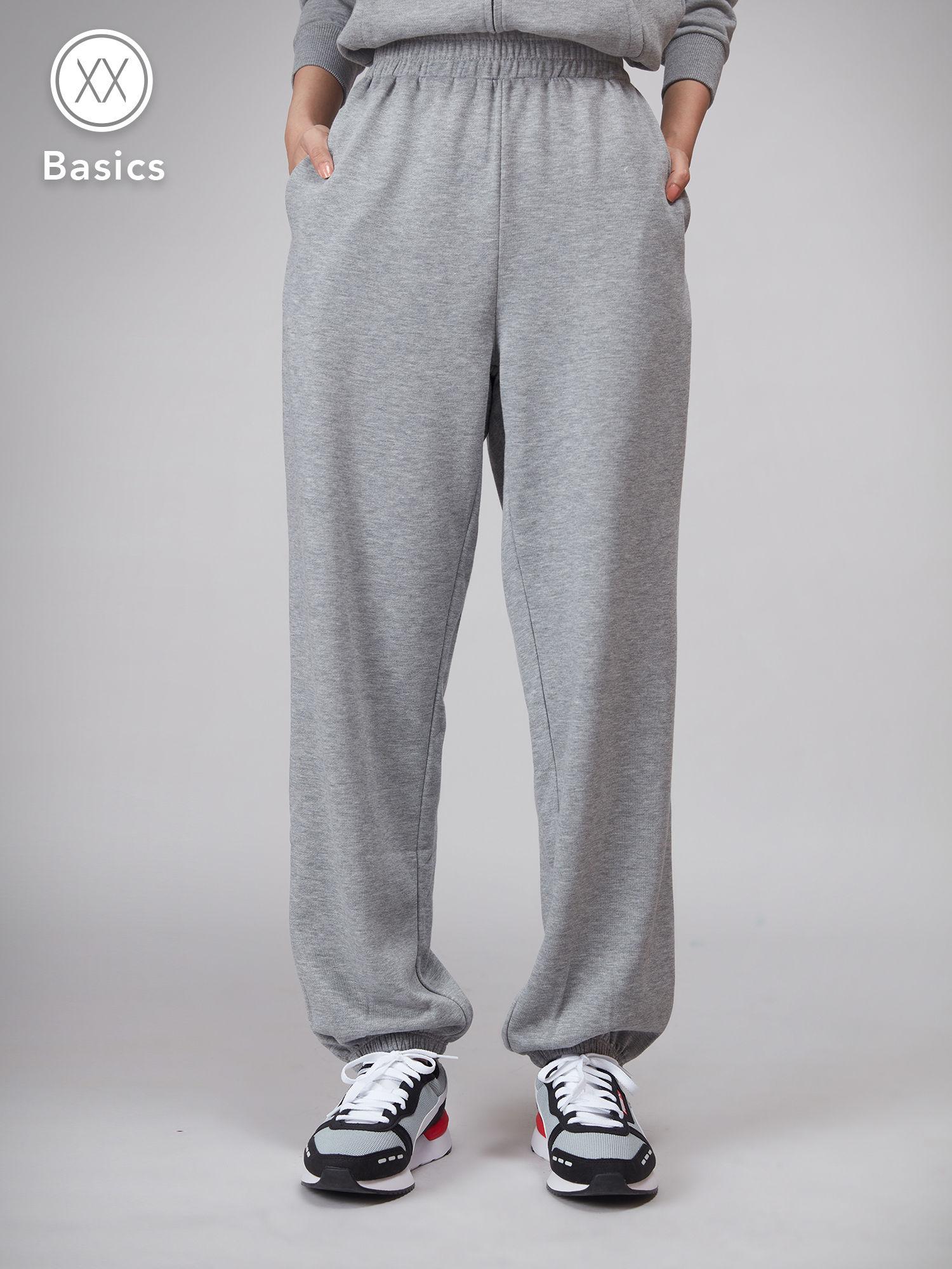 basics grey solid oversized joggers