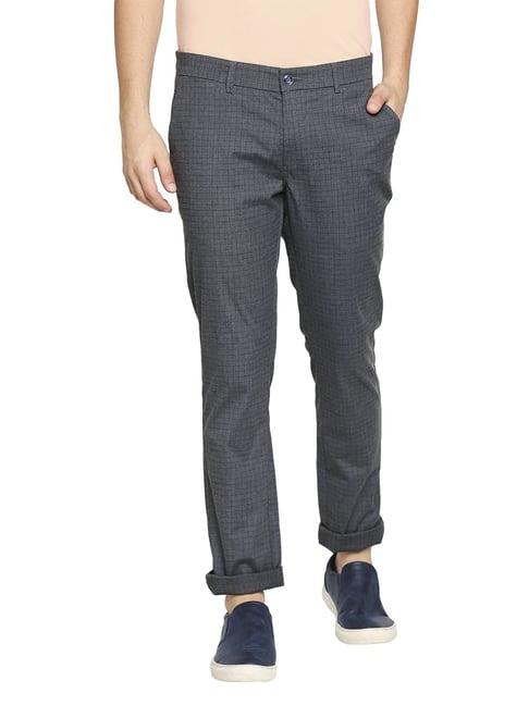 basics grey tapered fit checks chinos