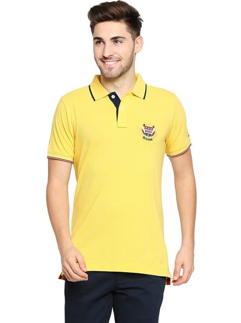 basics habanero gold cotton muscle fit polo t-shirt