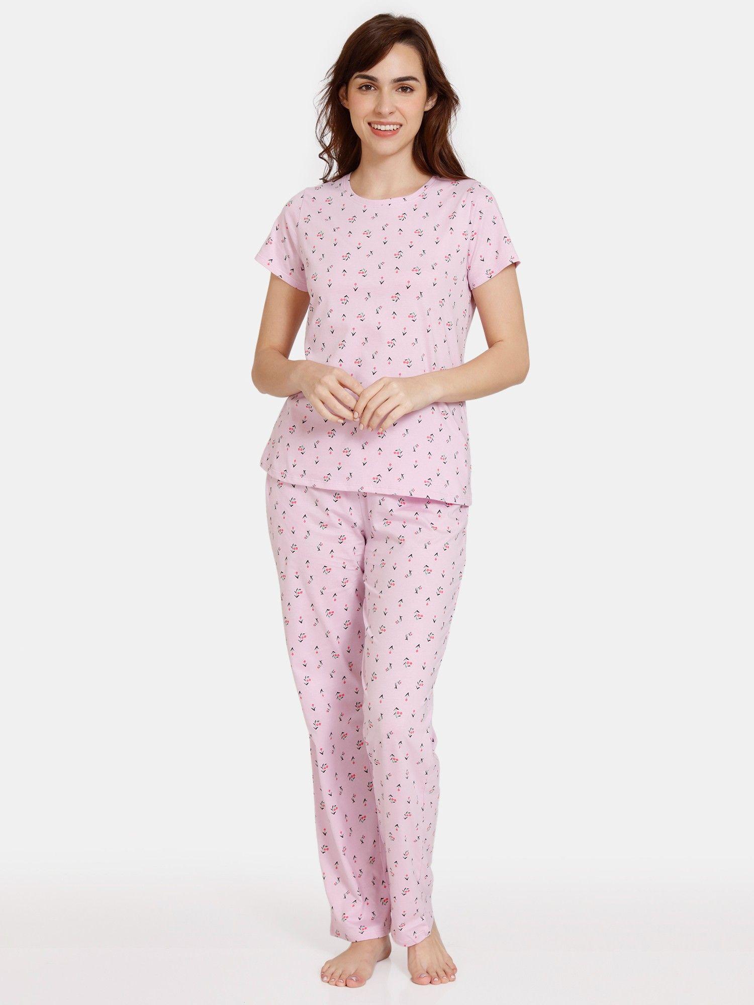 basics knit cotton pyjama set - winsome orchid