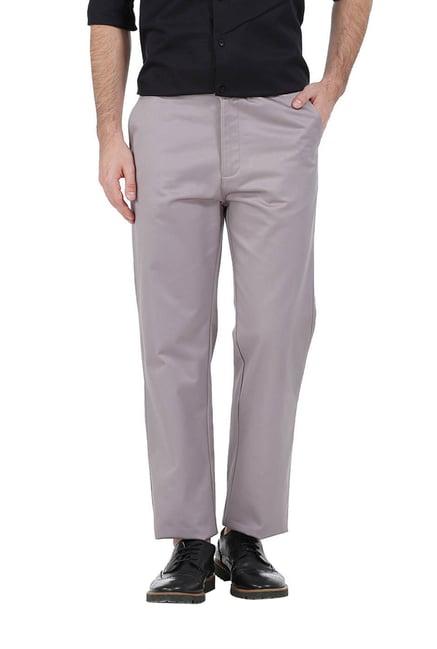 basics light grey mid rise comfort fit trousers