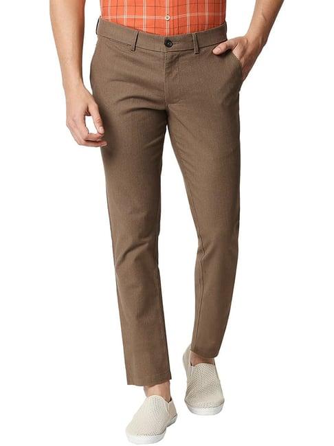 basics malt brown cotton tapered fit trousers
