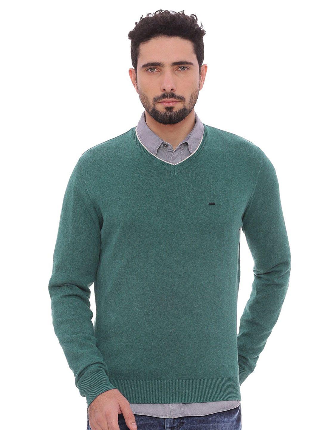 basics men green pullover