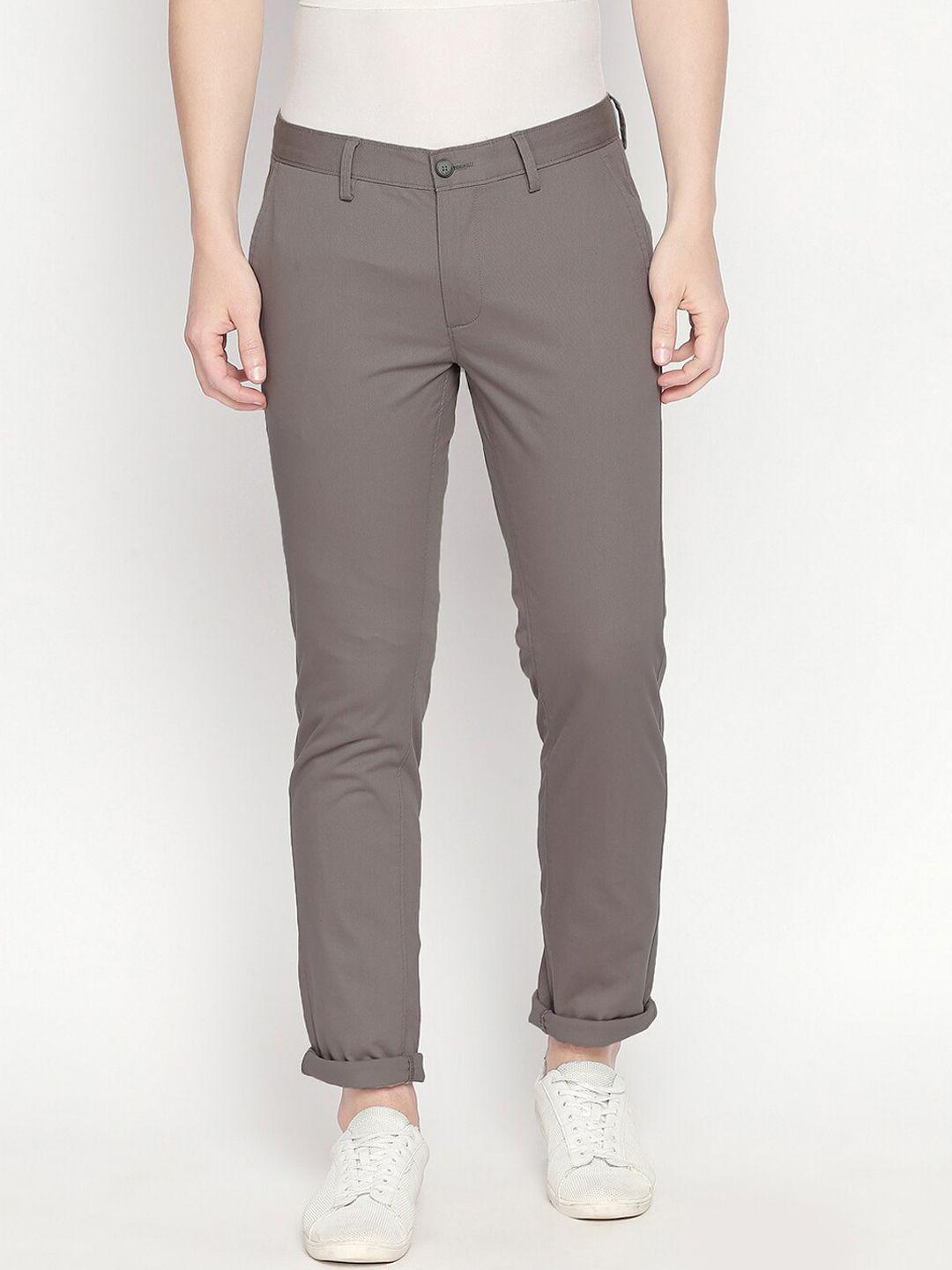 basics men grey tapered fit solid chinos