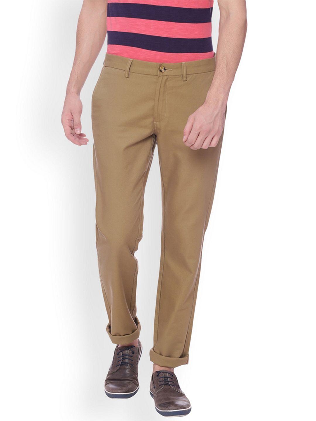 basics men khaki slim fit solid chinos