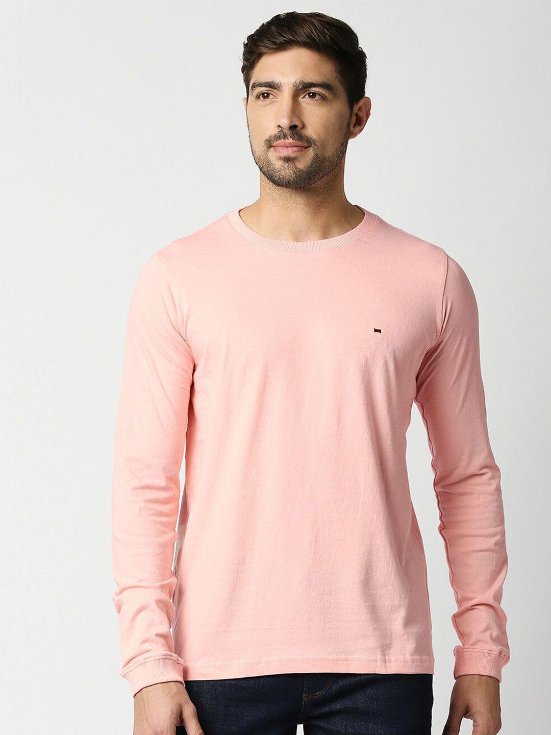 basics men pink slim fit cotton t-shirt