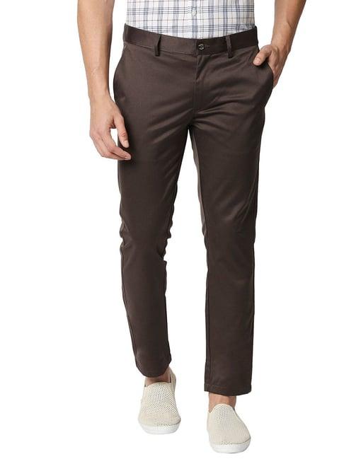 basics mid brown tapered fit trousers