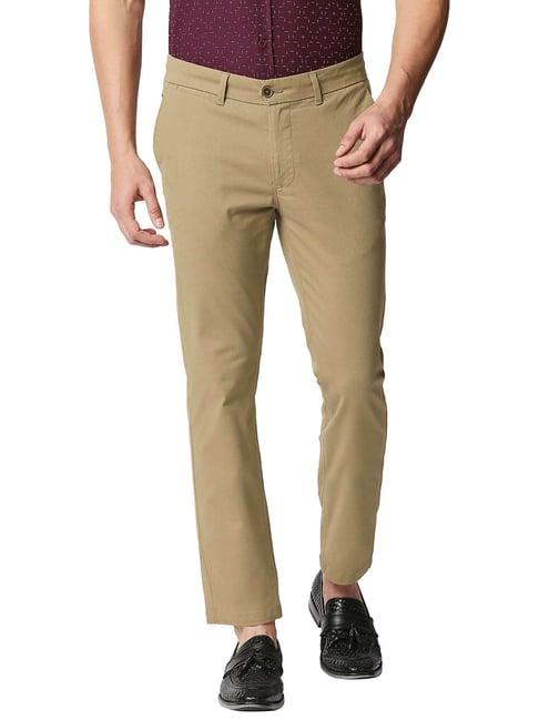 basics mid brown tapered fit trousers