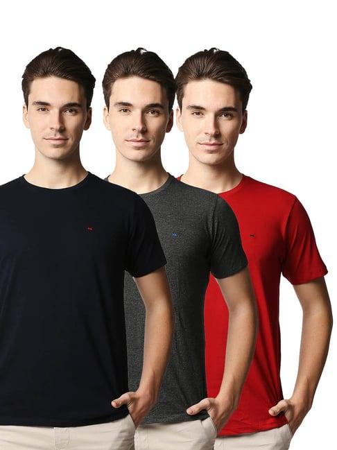 basics multicolor slim fit t-shirt - pack of three