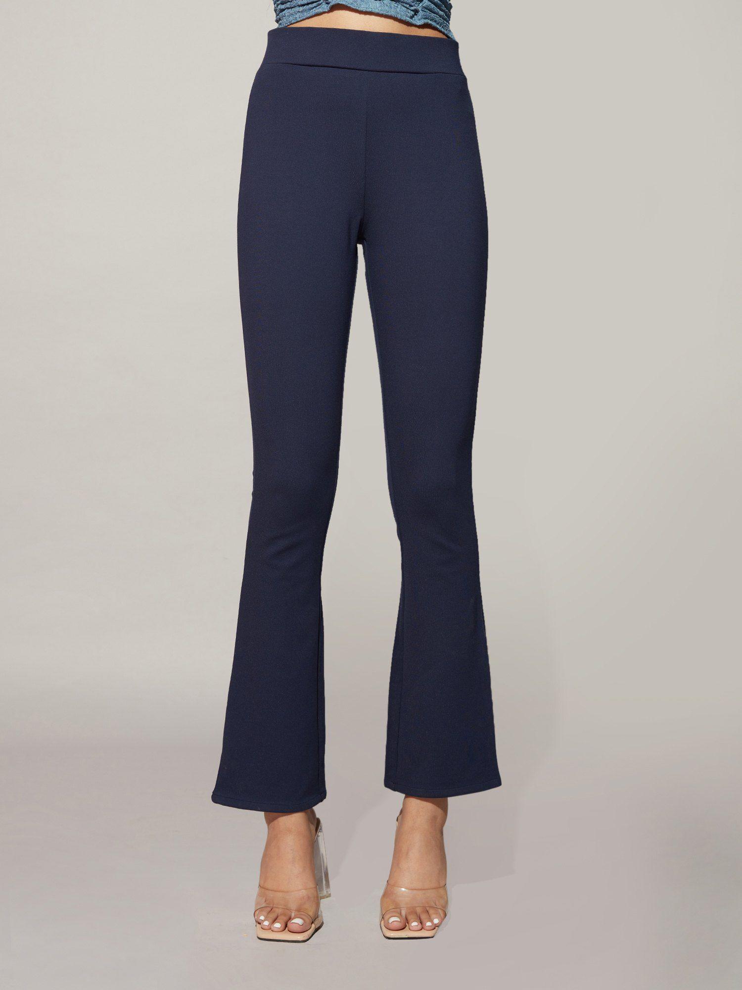 basics navy blue solid wide leg jeggings