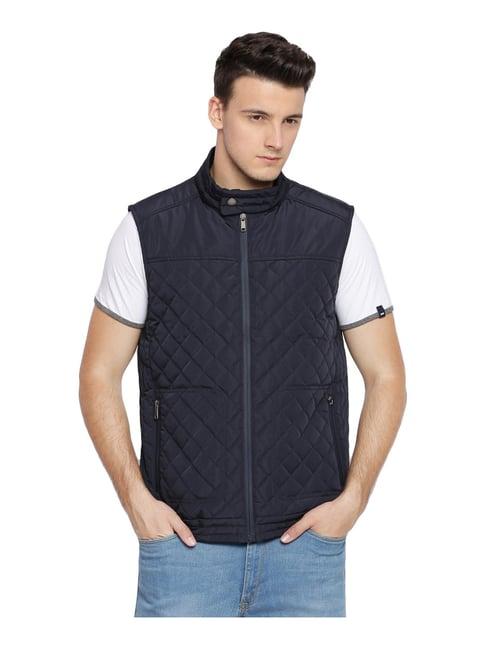 basics navy comfort fit quilted jacket