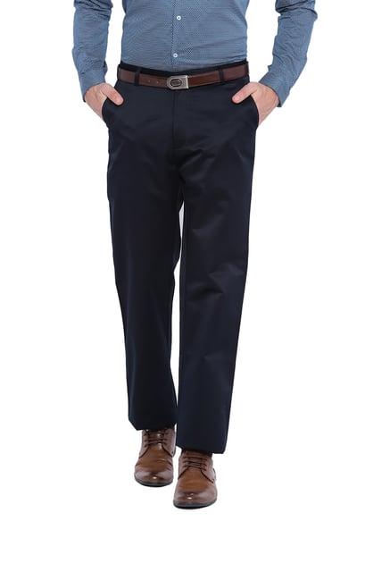 basics navy comfort fit trousers