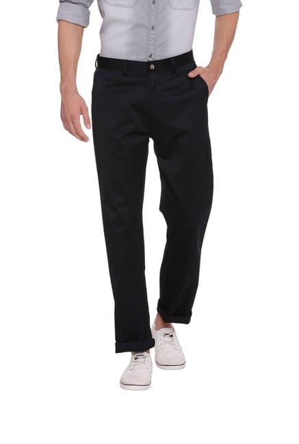 basics navy comfort fit trousers
