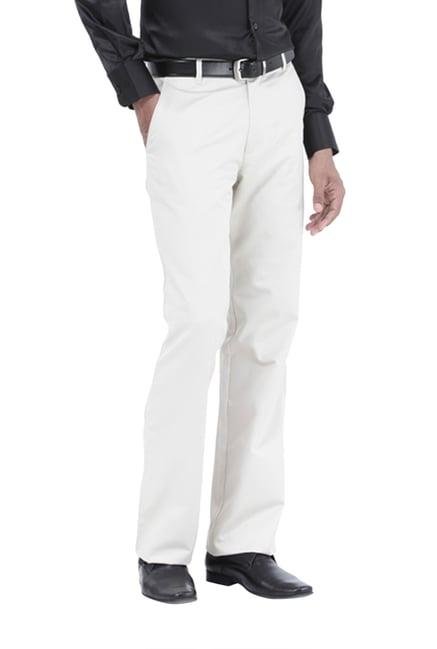 basics off-white comfort fit trousers