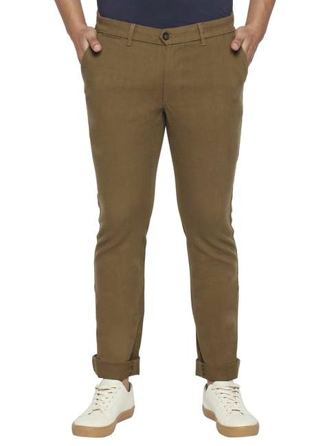 basics olive tapered fit trousers
