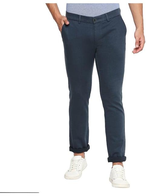 basics orion blue cotton tapered fit chinos