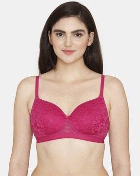 basics padded non-wired 3/4th coverage lace bra