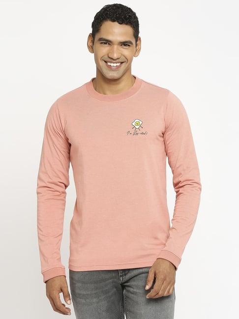 basics peach cotton muscle fit t-shirt