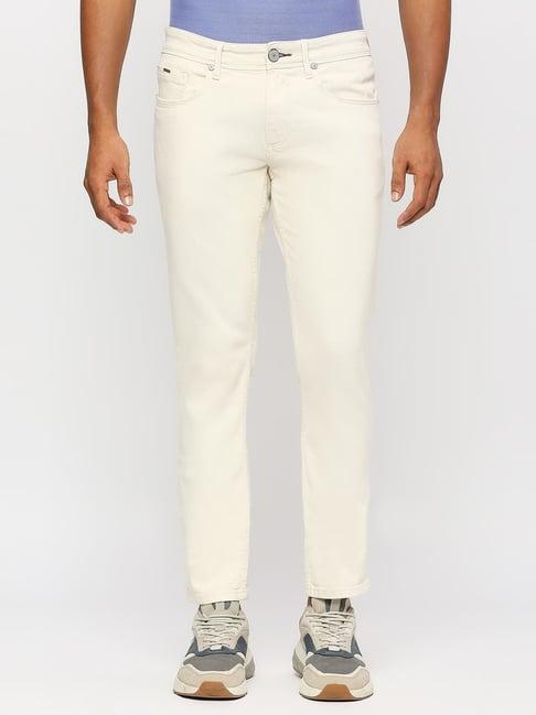 basics peach slim fit jeans