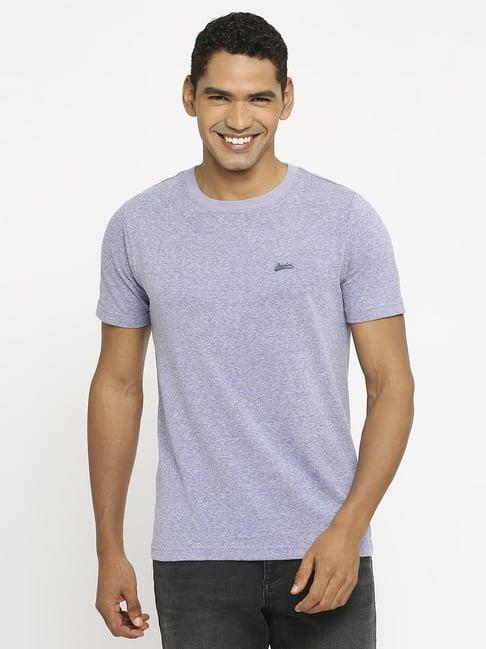 basics purple cotton muscle fit texture t-shirt