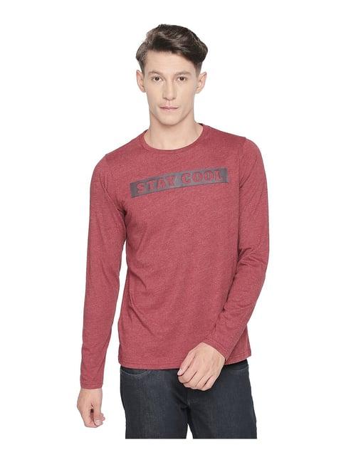 basics red printed crew t-shirt