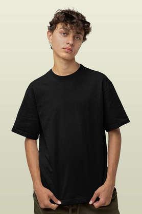 basics round neck mens oversized t-shirt - black