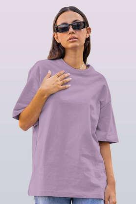basics round neck womens oversized t-shirt - lavender