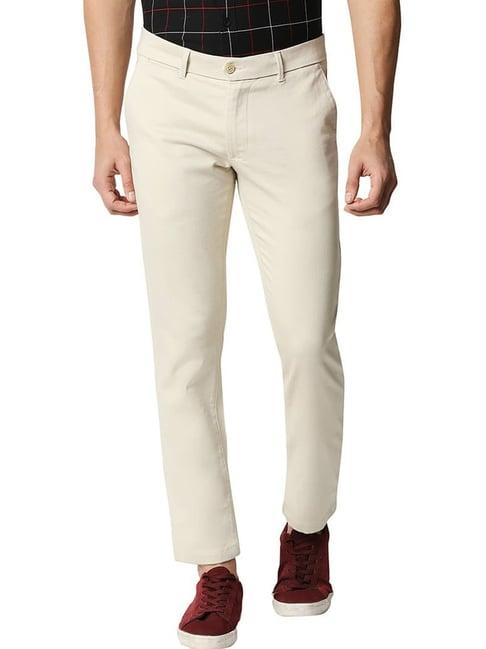 basics turtle dove ecru cotton tapered fit trousers