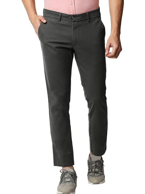 basics unexplored grey cotton tapered fit trousers