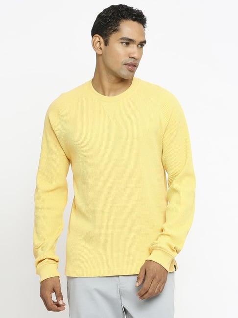 basics yellow cotton muscle fit t-shirt