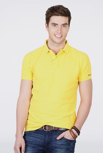 basics yellow polo t shirt