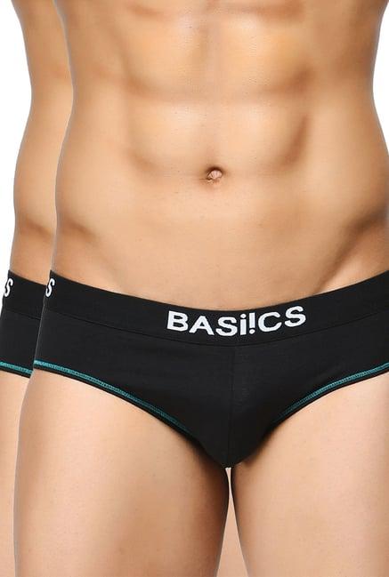 basiics by la intimo black printed comfort fit briefs (pack of 2)