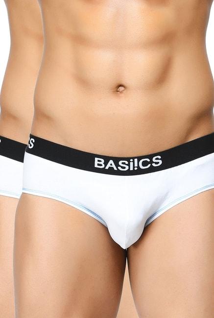 basiics by la intimo white & black printed briefs (pack of 2)