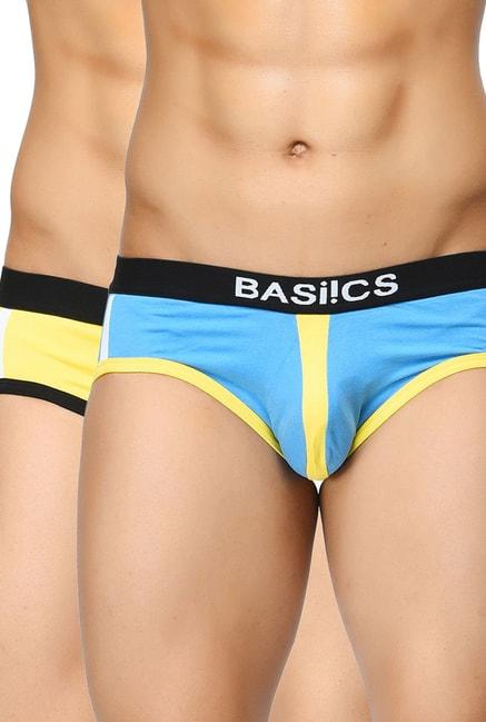 basiics by la intimo yellow printed briefs (pack of 2)
