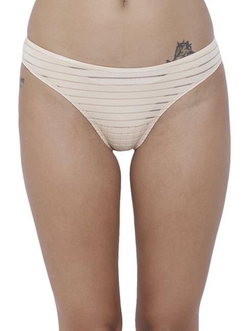 basiics by la intimo beige striped bikini panty