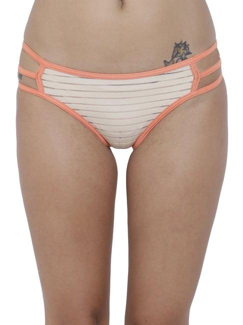 basiics by la intimo beige striped bikini panty