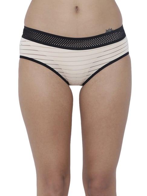 basiics by la intimo beige striped hipster panty