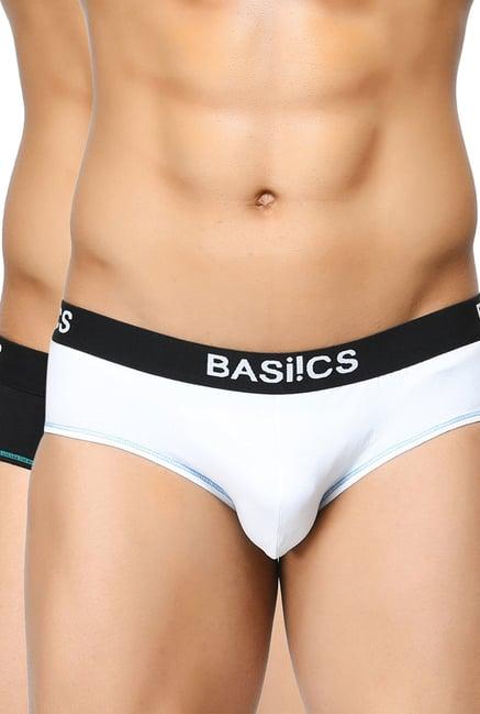 basiics by la intimo black & white printed briefs (pack of 2)