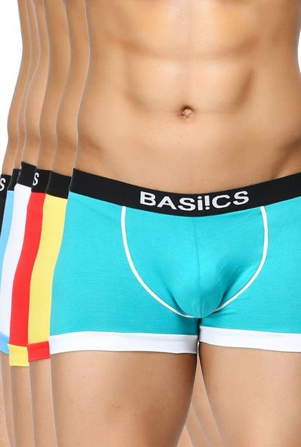 basiics by la intimo black mid rise solid trunks (pack of 6)